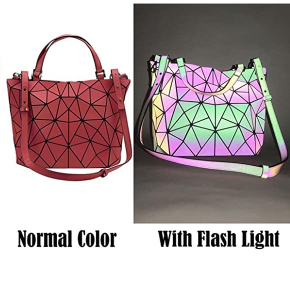 Red Geometric Holographic Flash Reflective Bag - Picture 2 of 8